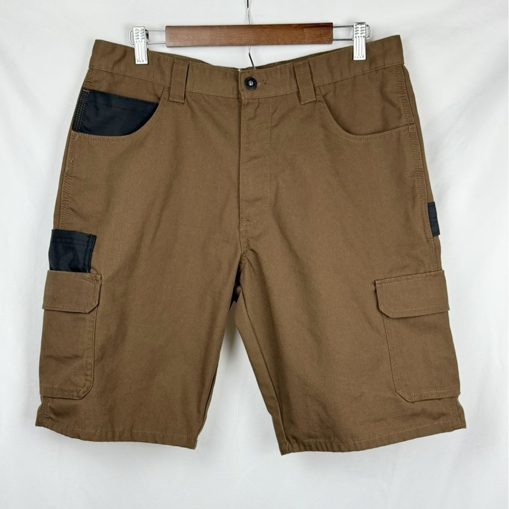 Dickies Cargo Shorts Mens 34 Brown Ripstop Hammer Loop Utility Workwear Skater